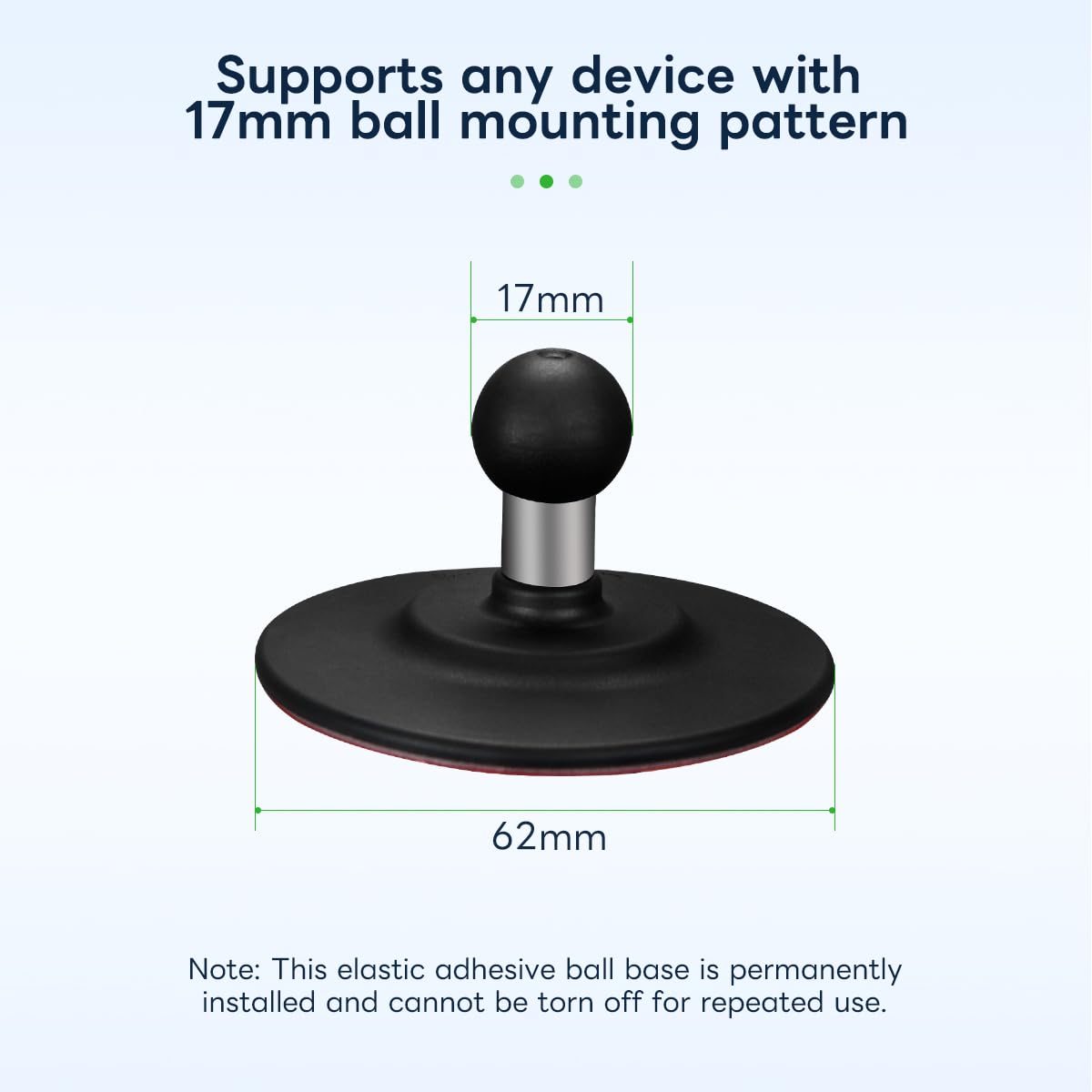 Fanaue Flex Adhesive Ball Base Compatible With Garmin Gps Bracket And 17Mm Double Socket Arm, 17Mm Ball Head Adapter For Motorcy